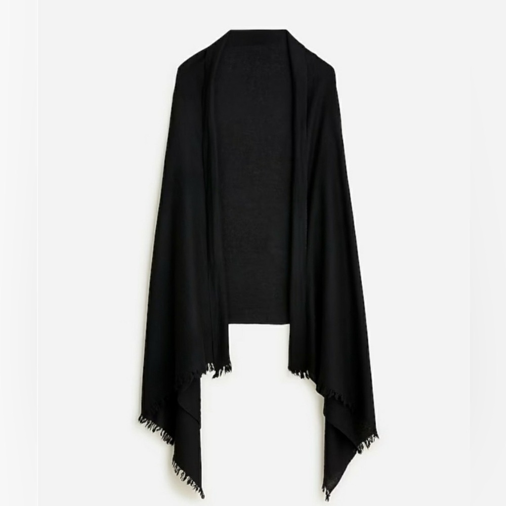 J. Crew Cashmere Oversized Wrap Black NWT 33” x 79”